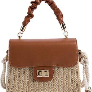 Elegant Straw Shoulder Bag for Women - Unique Square Shape, Ideal for Vacations